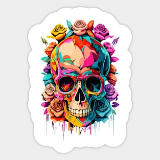 Skull and Roses Multcolor Sticker